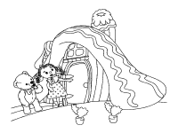 A coloring page of andy pandy